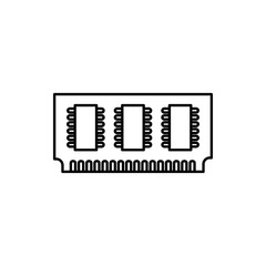 vector outline icon of memory chip