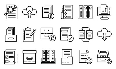Fototapeta Archive icons set. Outline set of archive vector icons for web design isolated on white background obraz