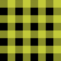 Tartan plaid. Scottish pattern in black and yellow cage. Scottish cage. Traditional Scottish checkered background. Seamless fabric texture. Vector illustration