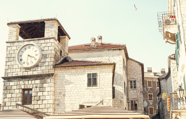 Fototapeta na wymiar Kotor old town clock tower