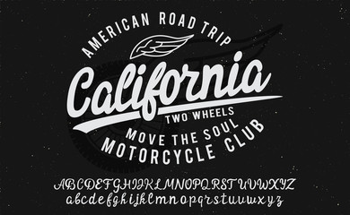 California. Vintage brush script. Handmade font. Retro Typeface. Vector font illustration.