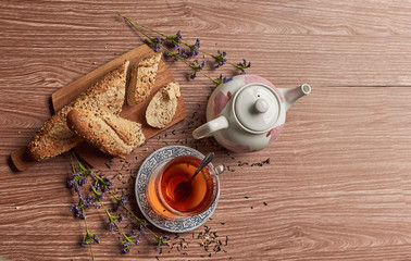 cup of tea and bread in the morning