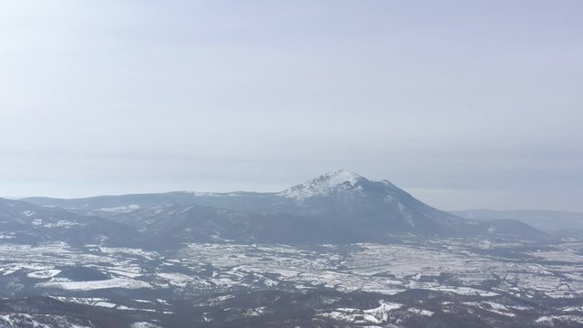 Rtanj mountain valley by the February 4K aerial footage