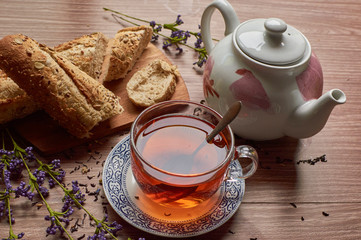cup of tea with teapot and cup of tea