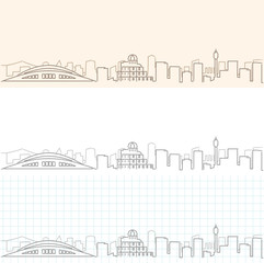 Obraz premium Hiroshima Hand Drawn Skyline