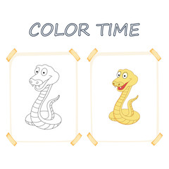 Coloring page outline of cartoon cute snake. Vector illustration, summer coloring book for kids.