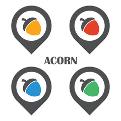 acorn logo icon set in flat color design template © kirania