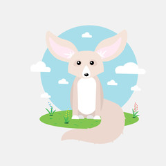 Small cute fennec with big ears vector illustration