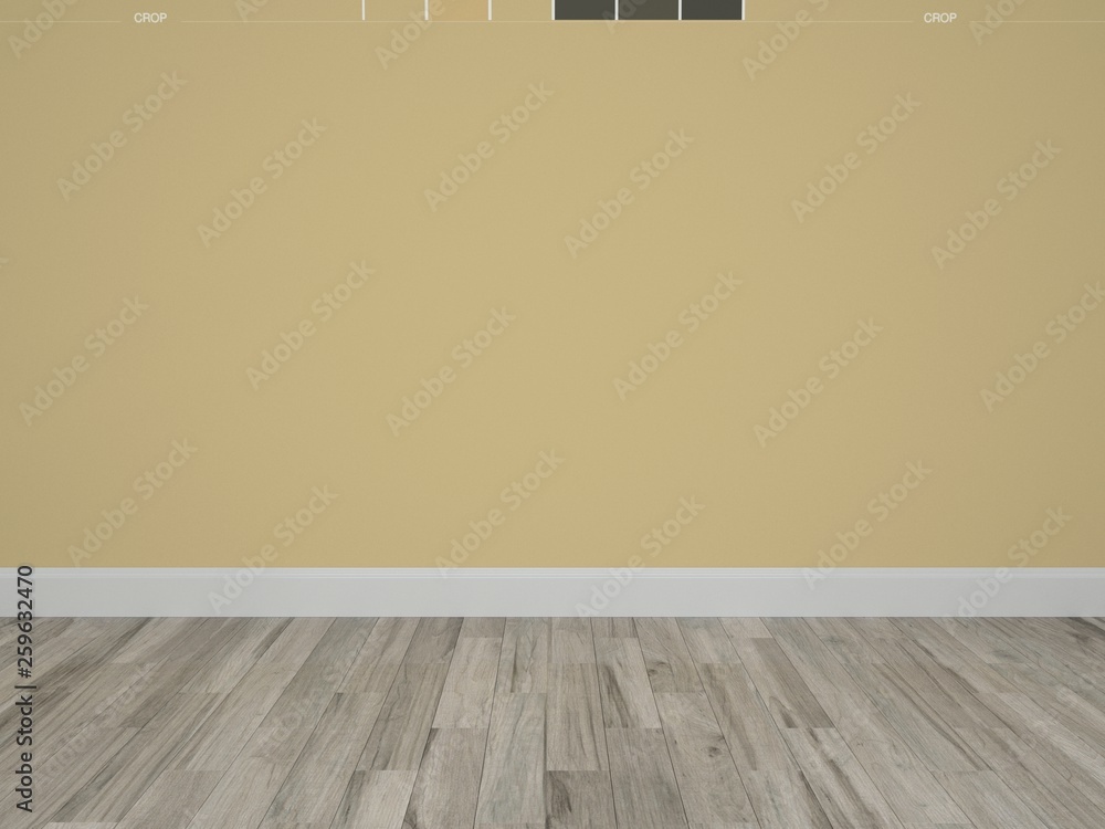 Wall mural empty room with wooden floor and brown wall