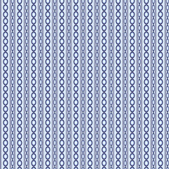 Vertical chain look stripes vector seamless monochrome pattern in blue colors. Perfect for fashion, shirt fabric, wallpaper, scrapbooking, textile.