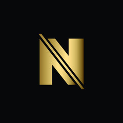 Fototapeta premium Creative and Minimalist Letter N Logo Design Icon, Editable in Vector Format in Black and Gold Color