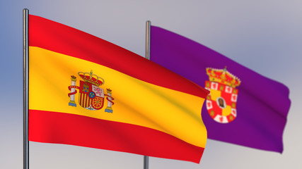 Jaen 3D flag waving in wind.