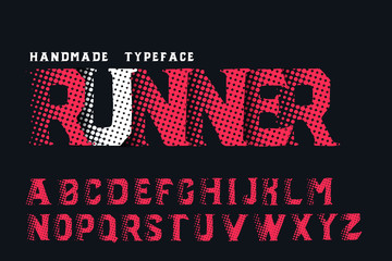 Runner. Modern font. Futuristic font. Cyber punk style. Red color. Serif handmade font.