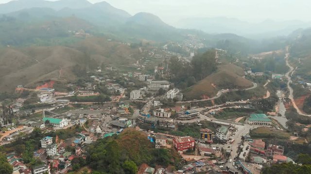 Aerial view of the city of Munnar in Kerala. India.
