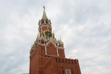 clock Kremlin on the clouds sky