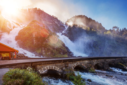 Latefossen - one of the biggest waterfalls in Norway, Scandinavia