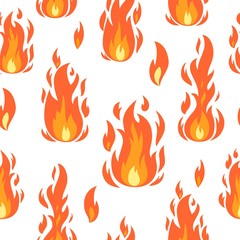 Burning flame vector seamless pattern. Colorful background.