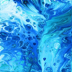 Fluid Art. Abstract blue background. Liquid acrylic paint, marble texture