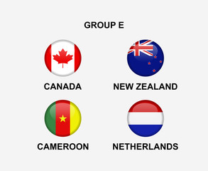 group E of nation flag in badge icon. Concept for team that qualified to final round of soccer or sport tournament. Vector illustrative