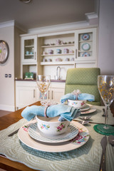 served table in the kitchen. kitchen interior- Shabby Chic Interior Design 