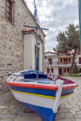 Fototapeta na wymiar Town at Ammouliani island, Athos, Chalkidiki, Central Macedonia, Greece 