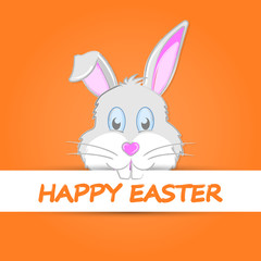 Easter Bunny with teeth and muzzle in the form of heart. Happy Easter greeting card.