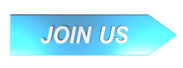 JOIN US on blue arrow - 3D rendering