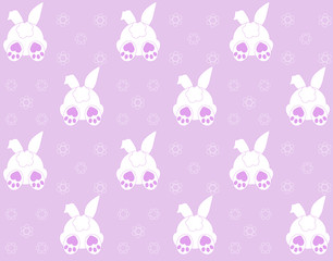 Rabbit pattern texture. Cute vector cartoon background. Bunny foot and tail rabbit children decoration background. Vector
