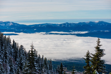 snow covered mountain peaks and tourist trails in slovakia tatra