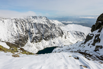 snow covered mountain peaks and tourist trails in slovakia tatra