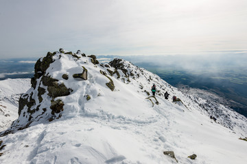 snow covered mountain peaks and tourist trails in slovakia tatra