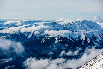 snow covered mountain peaks and tourist trails in slovakia tatra