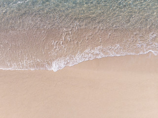 Aerial View of Sandy Beach and Vlue Sea with Wave