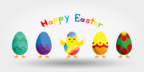 Chick in Eggshell. Icon. Vector illustration. Flat design