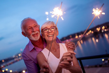 Senior couple enjoy in night