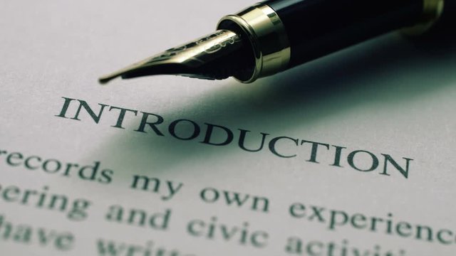Fountain pen on introduction text