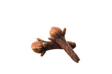 dry clove isolated on white background, macro
