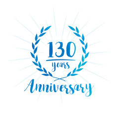 130 years anniversary celebration logo. Anniversary watercolor design template. Vector and illustration.