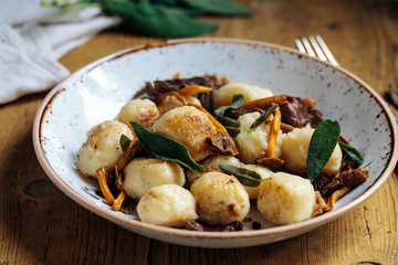 Gnocchi with wild mushrooms, crispy sage and parmesan