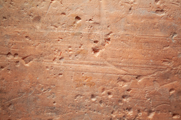 Formwork traces on concrete. Repair and construction or constructing. Concrete background. Grey color. Cement texture. Poor quality curve wall. Flaws, defects and cracks in the wall. .