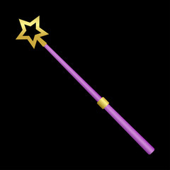 Magic wand. Vector drawing. Isolated object on a black background. Isolate.
