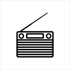 Radio. Black silhouette. Vector drawing. Isolated object on white background. Isolate.