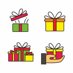 Set of gift box vector illustration. Gift box icons