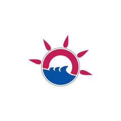 Obraz premium simple sun waves circle geometric logo vector