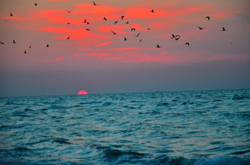 sunset over sea