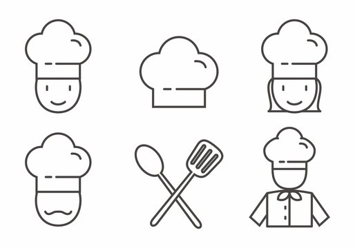 Set of chef icon with outline design. Chef vector illustration