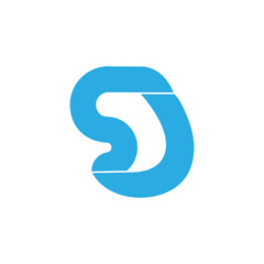 abstract letters sj curves linked logo vector