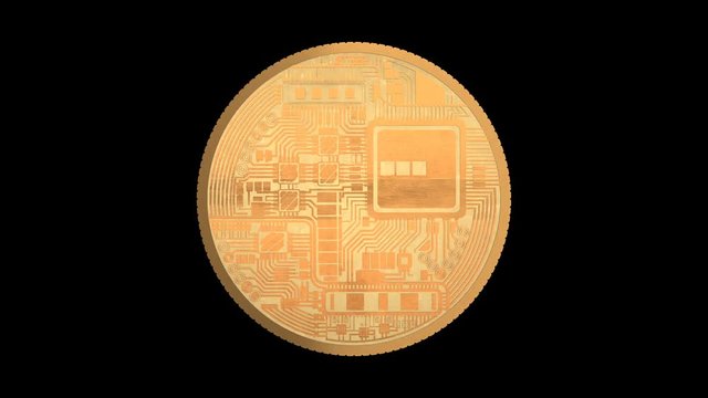 turning bitcoin animation seamless looping with matte layer