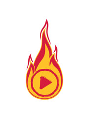 feuer flamme heiß brennen musik play dreieck stop taste pause button kreis ring zeichen symbol tanzen party feiern spaß dj walkman abspielen video sound laut design cool