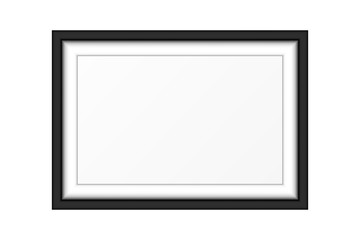 Realistic Luxury White Black Picture Frame Isolated On White Background. Vector Illustration